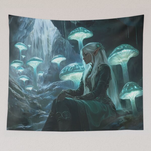 Item preview, Mystic Glow: The Drow Priestess in the Enchanted Cavern designed and sold by Spiritveil.