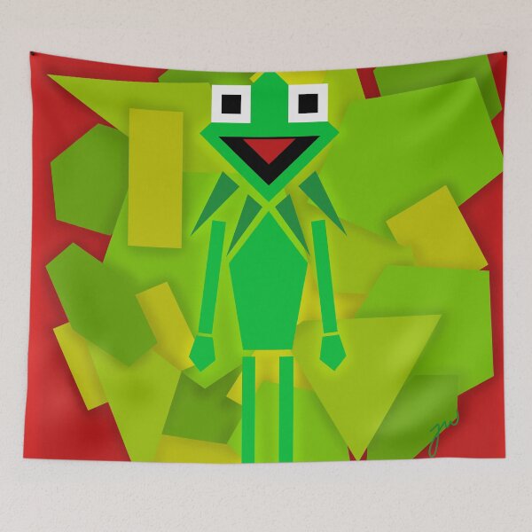 Item preview, Geometric Kermit Tangram (version 1/2 - with background) designed and sold by Jessiwins19.