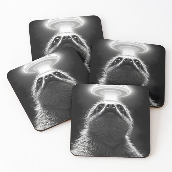 Item preview, Sloth’s UFO Close Encounter - Retro B&W Meme Art | Slow & Spooked designed and sold by WAUZ.