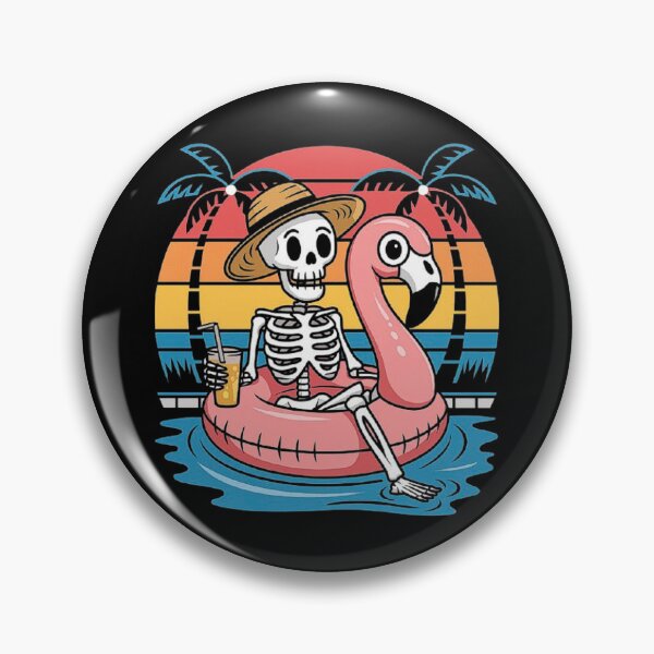 Item preview, Summer Vibes Skeleton on Flamingo Float – Retro Beach Aesthetic designed and sold by love3617.