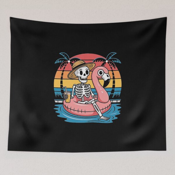 Item preview, Summer Vibes Skeleton on Flamingo Float – Retro Beach Aesthetic designed and sold by love3617.