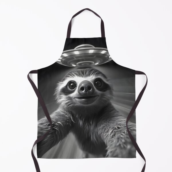 Item preview, Alien Invasion Sloth Selfie - Quirky B&W UFO Art | Slow-Mo Chaos designed and sold by WAUZ.