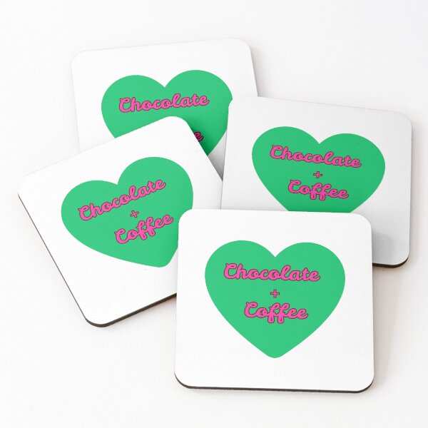Item preview, Chocolate + Coffee,  on Green Heart, Pink Font, Coffee Time designed and sold by AASparksDesigns.