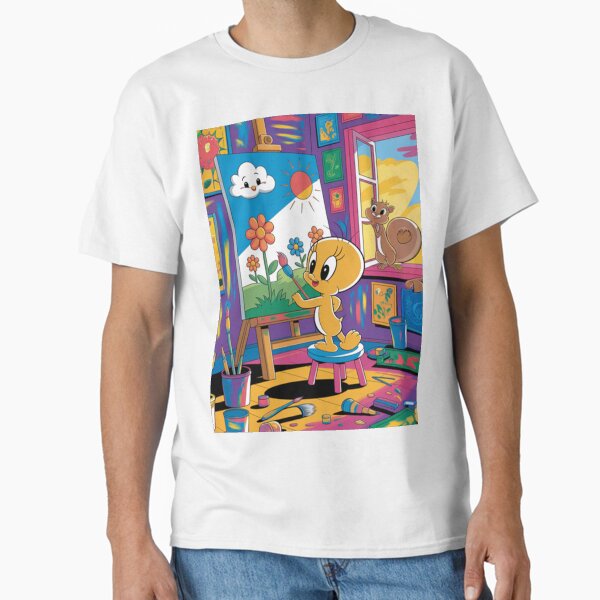 Vista previa del artículo con la obra «Tweety el artista: Diversión colorida en el estudio», diseñado y vendido por AnimalAirtistry.