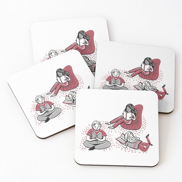 Item preview, Three people reading on the floor, on a beanbag and sitting down designed and sold by jasmineberry.