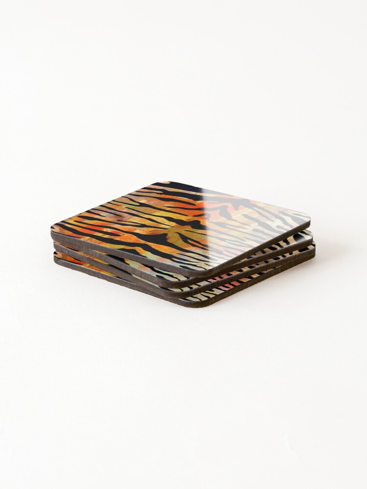 Thumbnail 4 of 5, Coasters (Set of 4), Tiger Pattern designed and sold by ViaARTfactory.