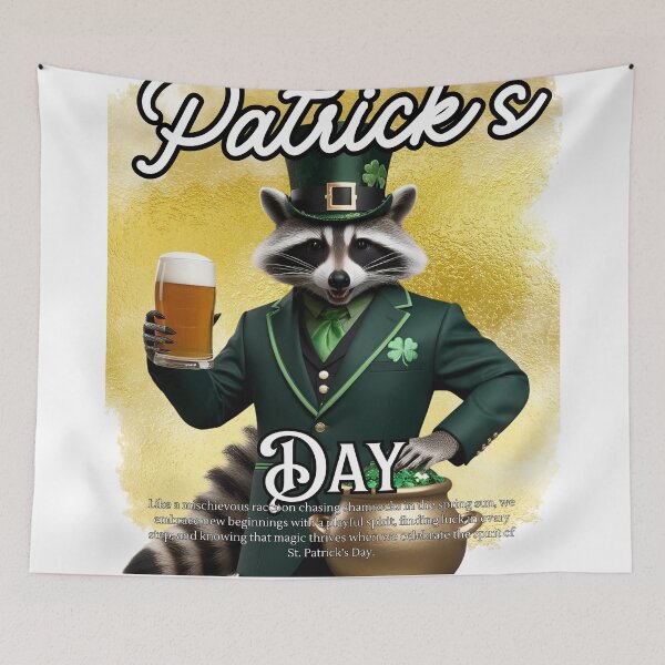 Item preview, Lucky Raccoon – St. Patrick's Day Beer & Gold Design designed and sold by AdaMerch.