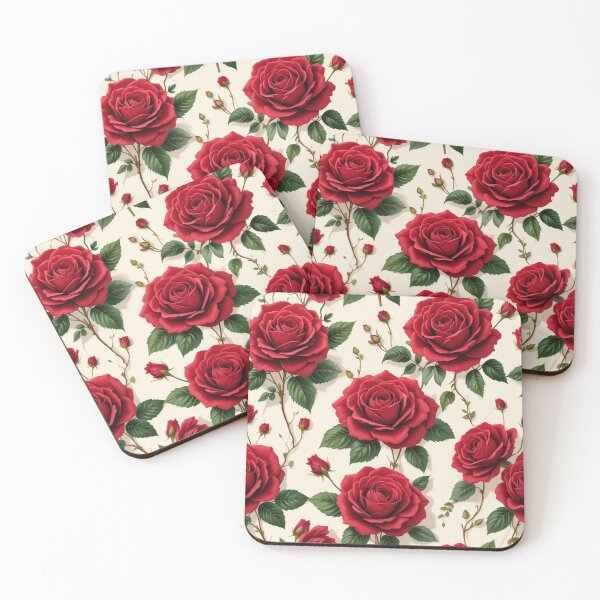 Item preview, Big red rose seamless pattern with cream background designed and sold by Nimkaew.