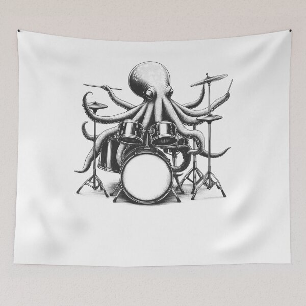 Item preview, Octopus Playing Drums 2 designed and sold by Kimberley King Art  King Art.