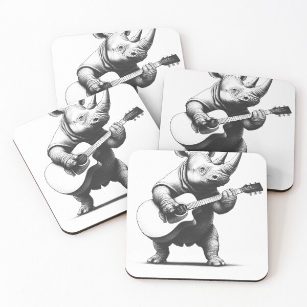 Item preview, Rhino Playing Guitar 2 designed and sold by Kimberley King Art  King Art.