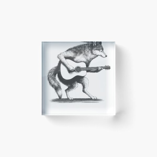 Item preview, Wolf Playing Guitar designed and sold by Kimberley King Art  King Art.