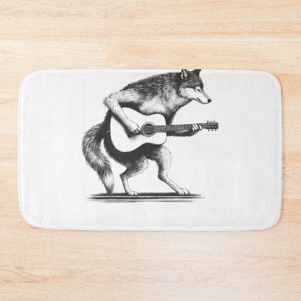 Item preview, Wolf Playing Guitar designed and sold by Kimberley King Art  King Art.