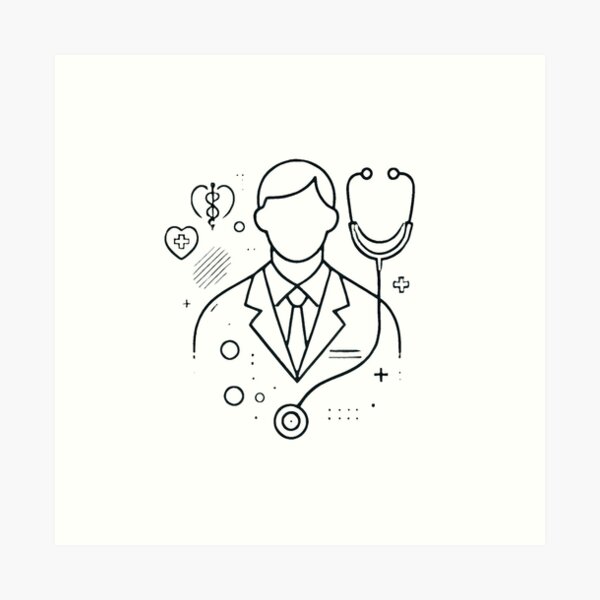 Item preview, Minimalist Doctor Line Art Design designed and sold by Pixel Paws.