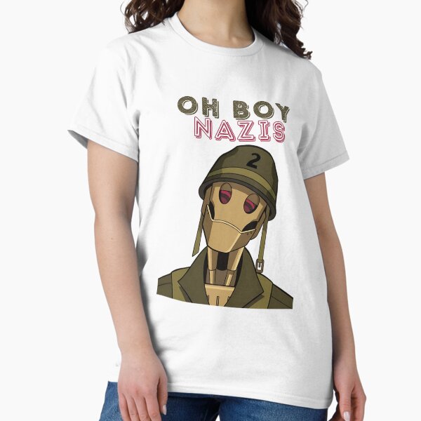 Vista previa del artículo con la obra «GI Robot - ¡OH, CHICO, NAZIS!», diseñado y vendido por IDHouse.