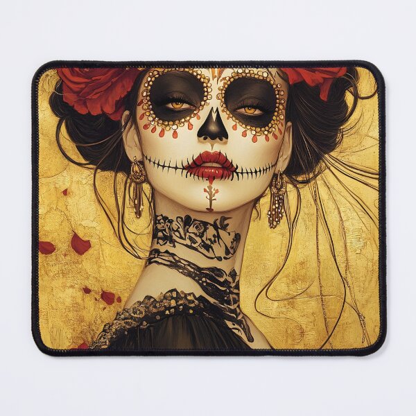 Item preview, Elegant Day of the Dead portrait with floral adornments designed and sold by Artessie.