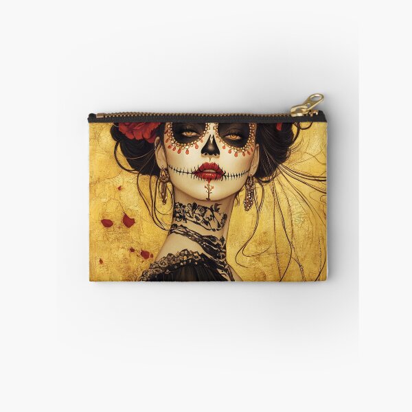 Item preview, Elegant Day of the Dead portrait with floral adornments designed and sold by Artessie.