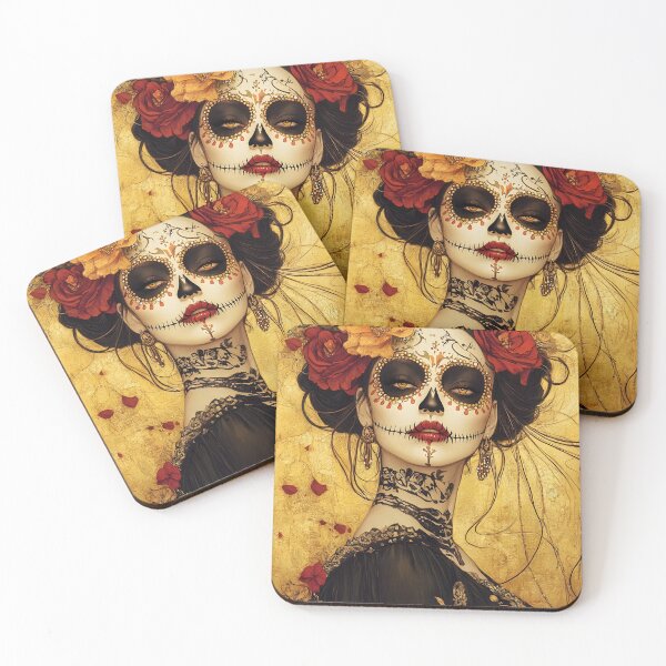 Item preview, Elegant Day of the Dead portrait with floral adornments designed and sold by Artessie.