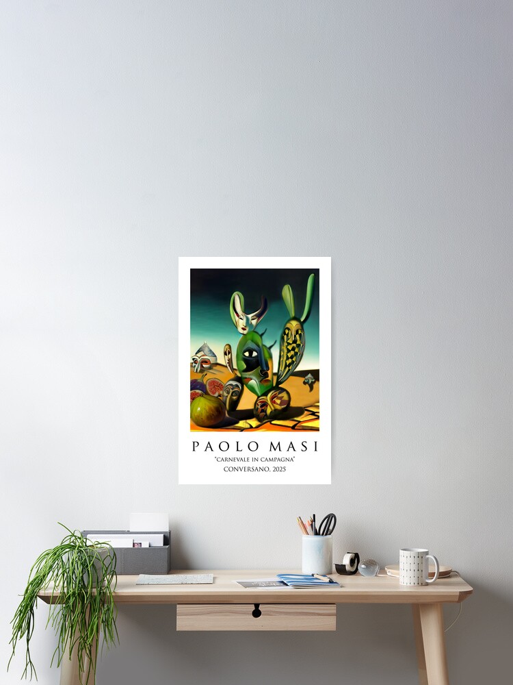 Aperçu 2 sur 3. Poster avec l'œuvre "Carnevale in campagna" Conversano, Paolo Masi 2025 créée et vendue par ThinkInkLAB.