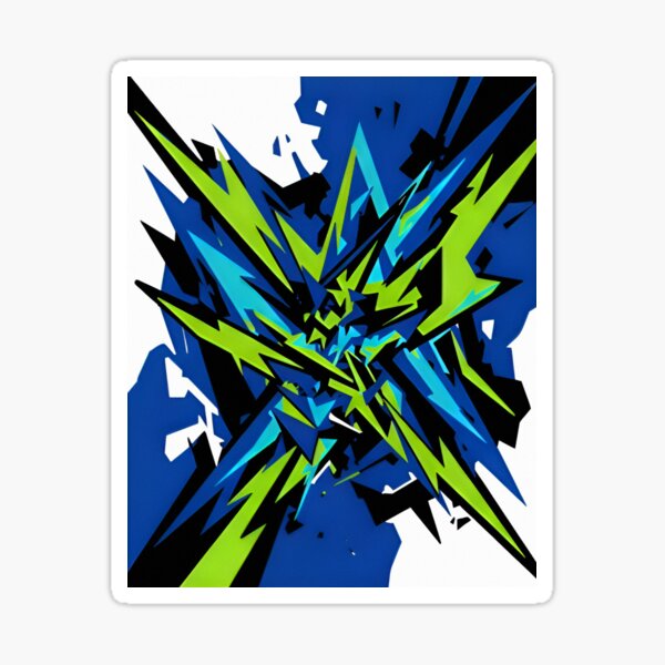 Abstract Urban Graphic Art with blue and green Sticker