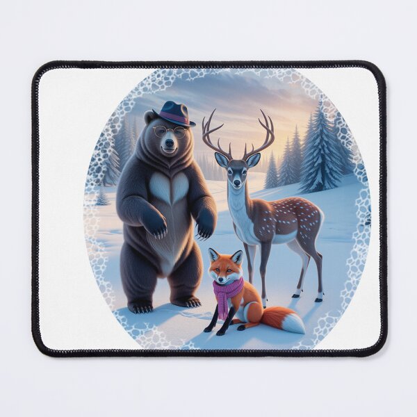 Item preview, Charming Winter Landscape with Bear, Deer, and Fox designed and sold by AnimalAirtistry.