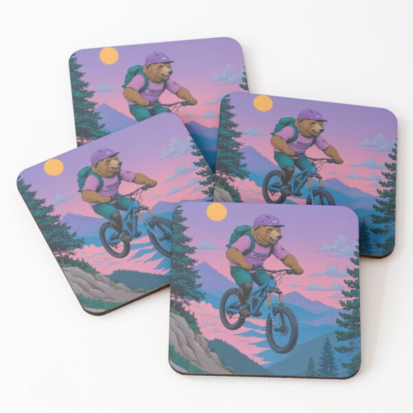 Item preview, Bear’s Epic Sunset Ride – Whimsical Mountain Adventure designed and sold by ArtSE46.