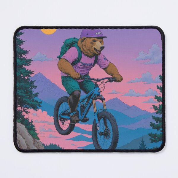Item preview, Bear’s Epic Sunset Ride – Whimsical Mountain Adventure designed and sold by ArtSE46.