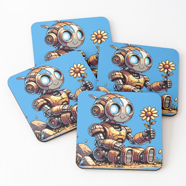 Item preview, Robot with flower - Pixel Art designed and sold by John-Rock.
