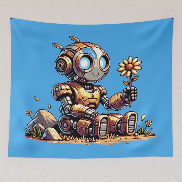 Item preview, Robot with flower - Pixel Art designed and sold by John-Rock.