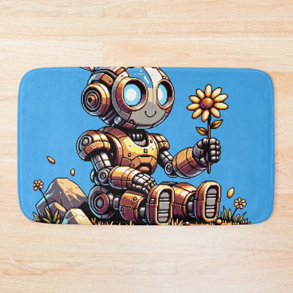 Item preview, Robot with flower - Pixel Art designed and sold by John-Rock.