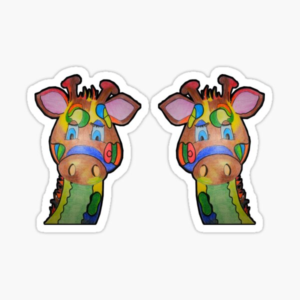 Item preview, A cute colourful giraffe. Head in the clouds. My drawing designed and sold by Hilary11.