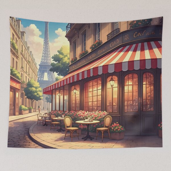Item preview, Parisian Café: Cobblestone Charm and Blooming Ambiance designed and sold by LSVart.