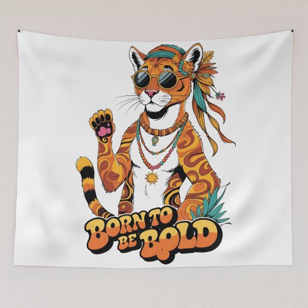 Item preview, Born to Be Bold - Groovy Cougar Boho 70s Art | LaLi Designs designed and sold by LaLi-Designs.