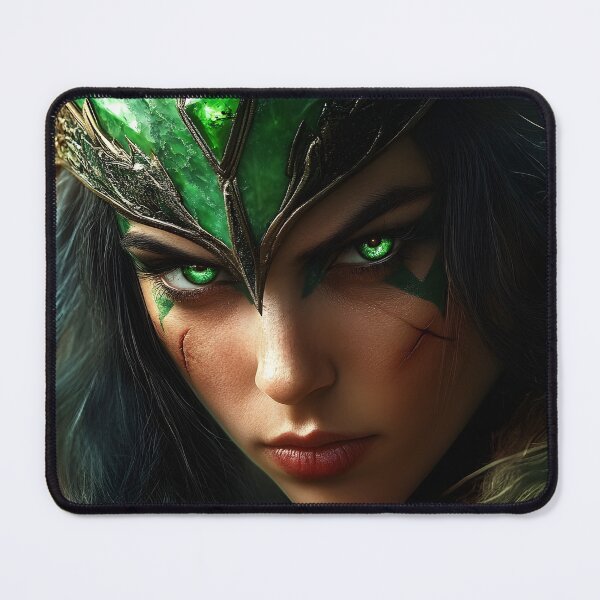 Item preview, Mystical woman with emerald crown and intense gaze. designed and sold by Artessie.