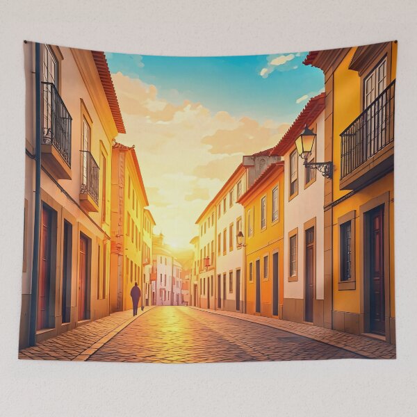 Item preview, Tomar, Portugal: Sunset Over Historic Cobblestone Streets designed and sold by LSVart.