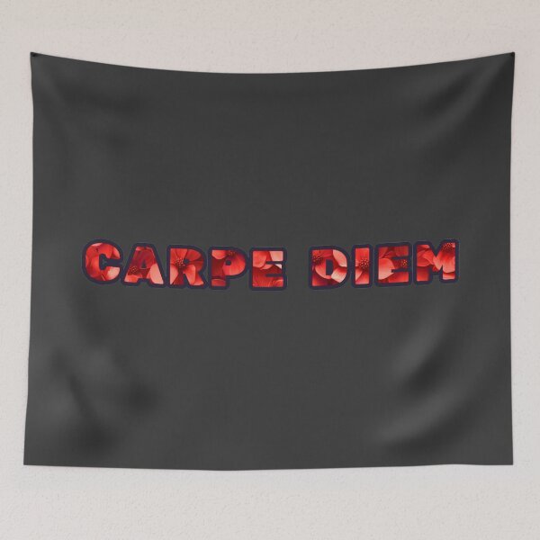 Item preview, Carpe Diem, red flowers pattern, writing, red writing designed and sold by silent-violin.