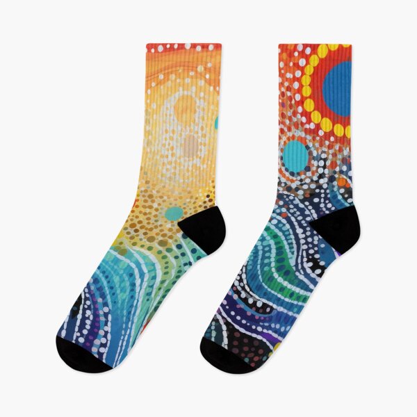 Item preview, Aboriginal Inspired Dot Art - Solar Lights On Wavy Water designed and sold by GrinGalore.