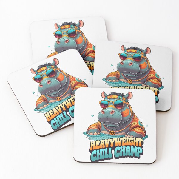 Item preview, Heavyweight Chill Champ - Groovy Hippo Boho 70s Art | LaLi Designs designed and sold by LaLi-Designs.