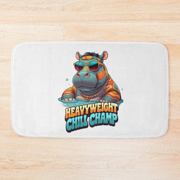 Item preview, Heavyweight Chill Champ - Groovy Hippo Boho 70s Art | LaLi Designs designed and sold by LaLi-Designs.