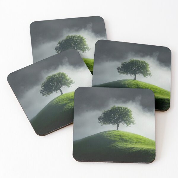 Item preview, Solitary tree on misty hill at sunrise creates serenity designed and sold by Artessie.