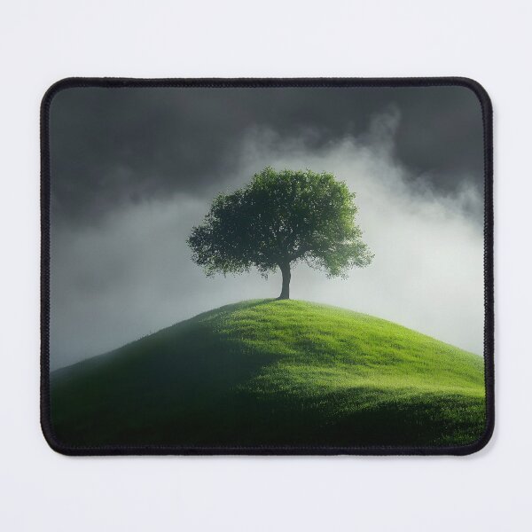 Item preview, Solitary tree on misty hill at sunrise creates serenity designed and sold by Artessie.