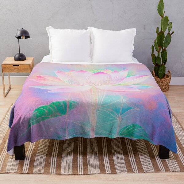 Item preview, Ethereal Pastel Lotus Flower - Fantasy Digital Art with Vibrant Light Beams designed and sold by BlissxPals.