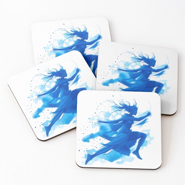 Item preview, Blue Watercolour Action Image Girl Running  designed and sold by ZanyPaintbrush.