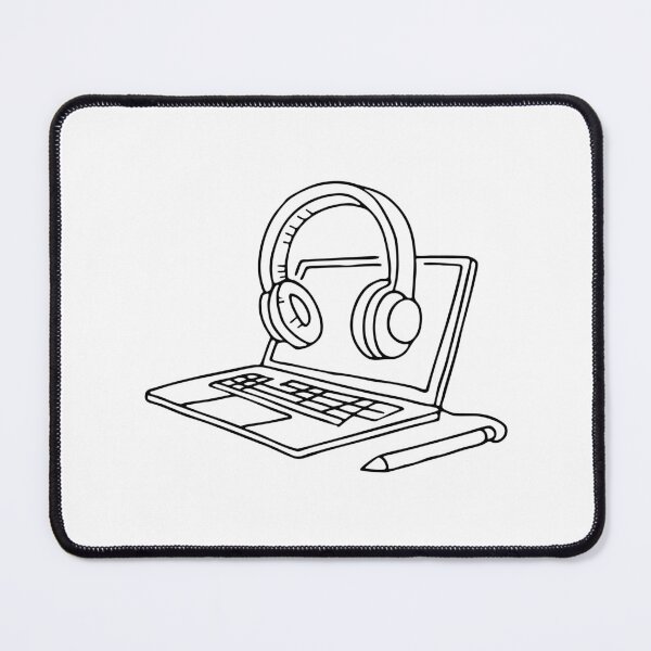 Item preview, Headphones placed next to a glowing laptop screen designed and sold by rasagamastore.