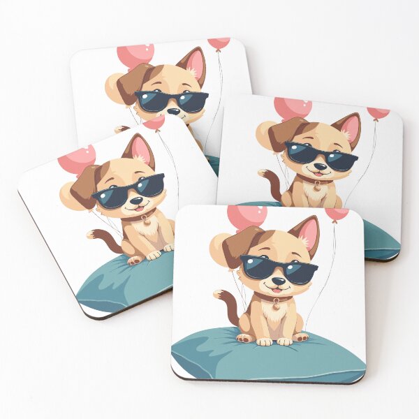 Item preview, Cool Puppy with Sunglasses and Balloons designed and sold by Bebrowny.