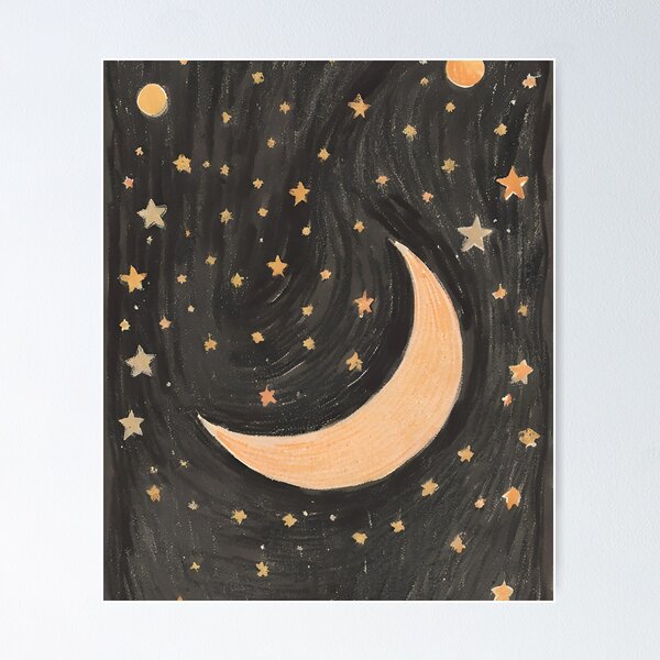Vista previa del artículo con la obra «Luna lunera estrellada », diseñado y vendido por JS.Creative.