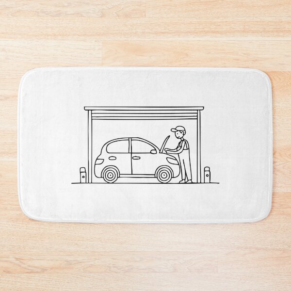 Item preview, Doodle illustration of a mechanic fixing a car inside garage designed and sold by rasagamastore.