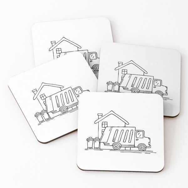 Item preview, Doodle illustration of a garbage truck collecting trash bins designed and sold by rasagamastore.