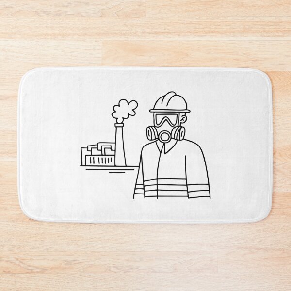 Item preview, Doodle illustration of a worker in a gas mask inspecting an industrial site designed and sold by rasagamastore.