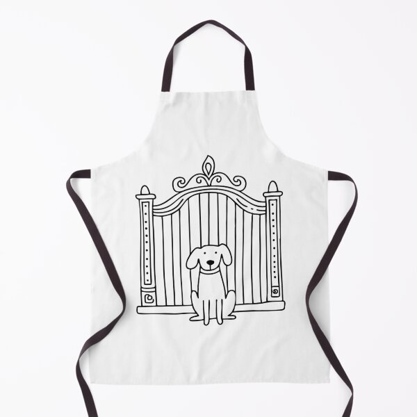 Item preview, Doodle illustration of a dog sitting at a decorative gate designed and sold by rasagamastore.