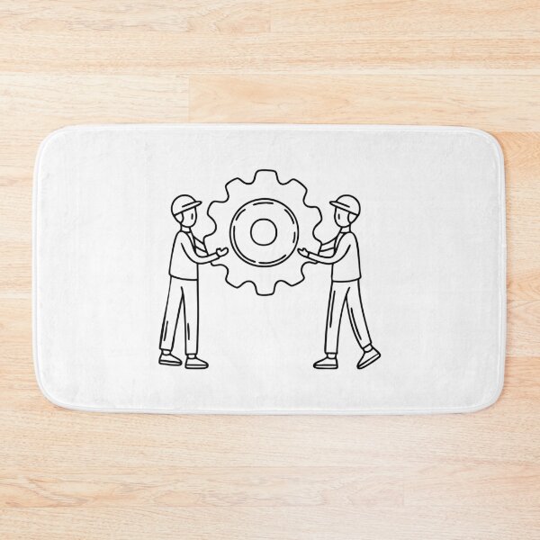Item preview, Doodle illustration of workers assembling industrial gear in a factory designed and sold by rasagamastore.